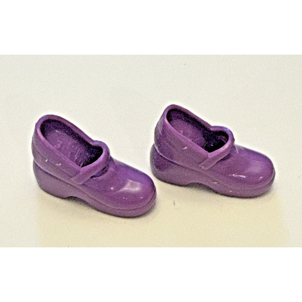 Barbie Doll Shoes Dark Purple Wedge High Heel Closed Round Toe